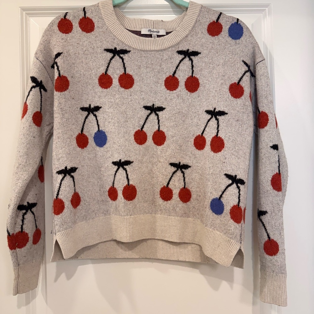 Madewell Cherry Pattern Sweater - Red and Blue